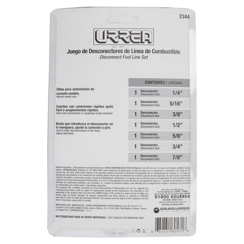 Juego Desconectores Para Líneas De Combustible, 7 Piezas, Urrea 2344