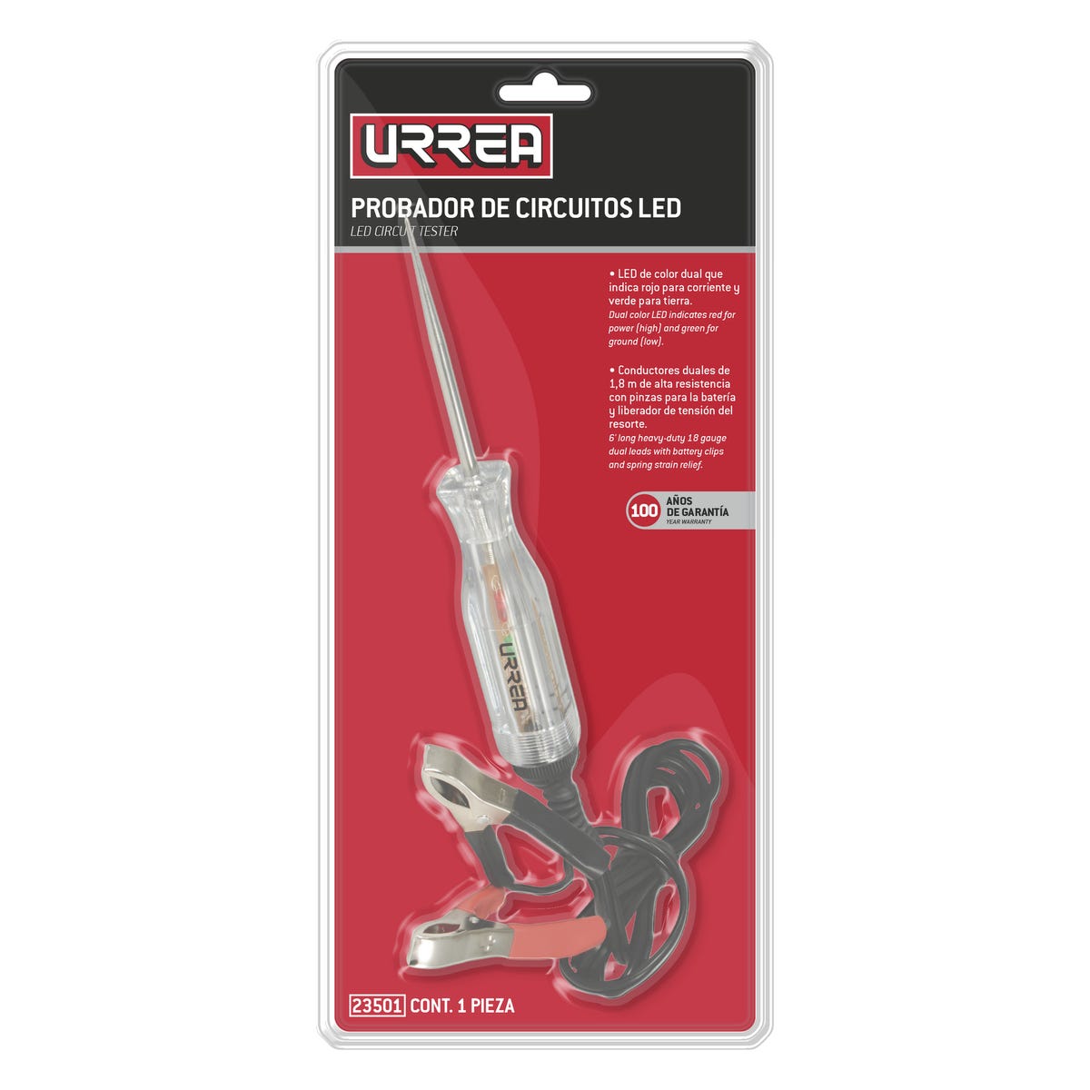 Probador Circuitos De Corriente Directa Con LED 0-24 V, Urrea 23501