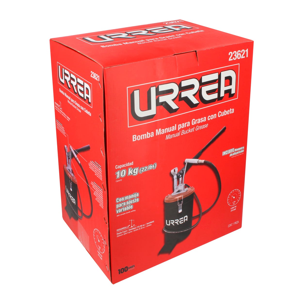 Inyector De Grasa Con Cubeta De Presión Variable De 10 kg, 4000 PSI, Urrea 23621