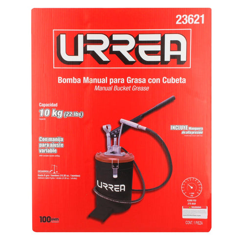 Inyector De Grasa Con Cubeta De Presión Variable De 10 kg, 4000 PSI, Urrea 23621