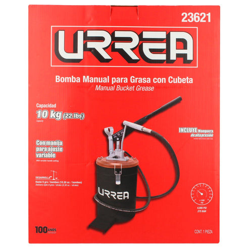 Inyector De Grasa Con Cubeta De Presión Variable De 10 kg, 4000 PSI, Urrea 23621