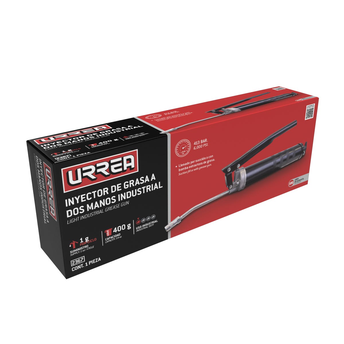 Inyector De Grasa A Dos Manos De 400 g, 6000 PSI General, Urrea 2367