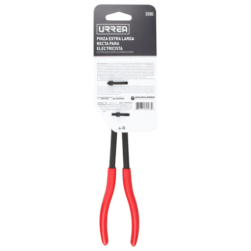 Pinza Extra Larga Para Electricista Con Mango Rubber Grip Punta Fina Recta De 11, Urrea 239G