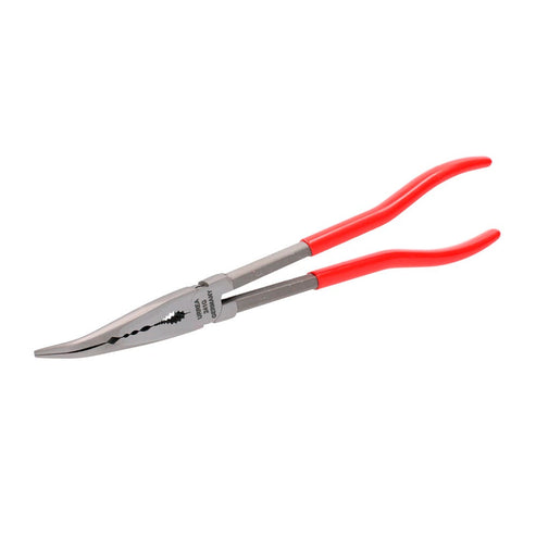 Pinza Extra Larga Para Electricista Con Mango Rubber Grip Punta Fina Curva A 45° De 9-5/8, Urrea 241G