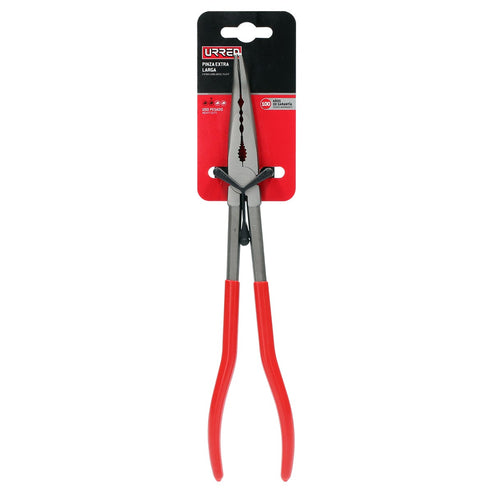 Pinza Extra Larga Para Electricista Con Mango Rubber Grip Punta Fina Curva A 45° De 9-5/8, Urrea 241G
