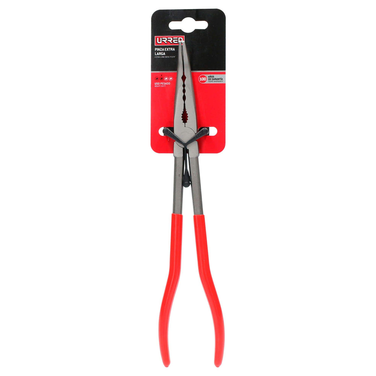 Pinza Extra Larga Para Electricista Con Mango Rubber Grip Punta Fina Curva A 45° De 9-5/8, Urrea 241G