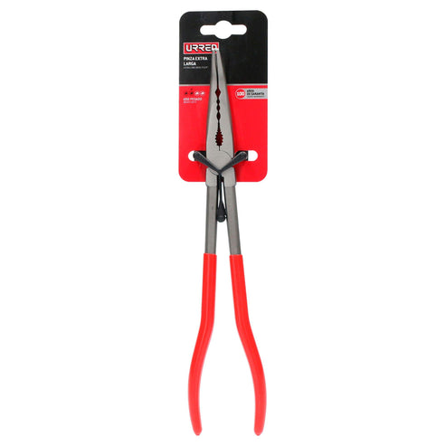 Pinza Extra Larga Para Electricista Con Mango Rubber Grip Punta Fina Curva A 45° De 9-5/8, Urrea 241G