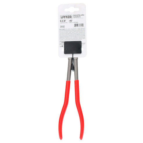 Pinza Extra Larga Para Electricista Con Mango Rubber Grip Punta Fina Curva A 45° De 9-5/8, Urrea 241G