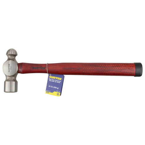 Martillo De Bola Pulido Con Mango De Madera De 14, 24 Oz, Surtek 24SP