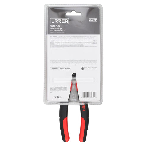 Pinza Multipropósitos Con Mango Bimaterial Punta Universal Corte Lateral De 8, Urrea 258MP