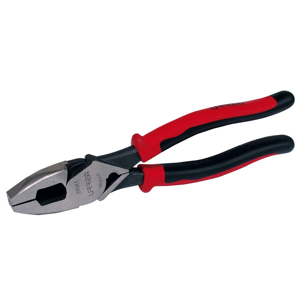 Pinza Para Electricista Con Mango Bimaterial Corte Lateral Con Ponchador Y Jalador 9-3/8, Urrea 259GHLX