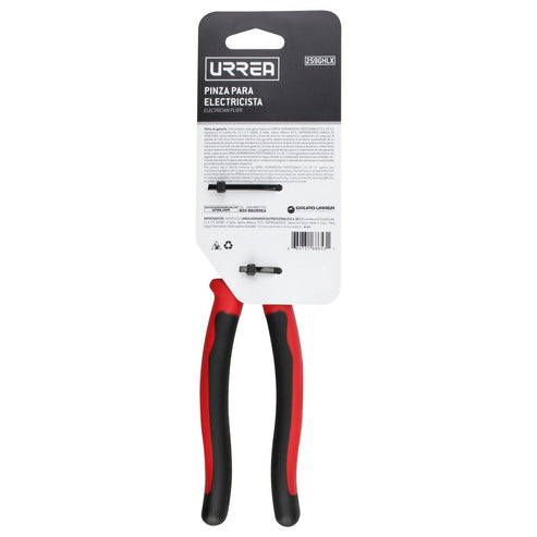Pinza Para Electricista Con Mango Bimaterial Corte Lateral Con Ponchador Y Jalador 9-3/8, Urrea 259GHLX