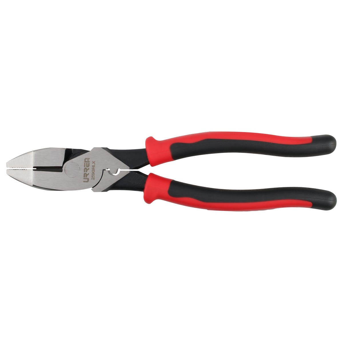 Pinza Para Electricista Con Mango Bimaterial Corte Lateral Con Ponchador Y Jalador 9-3/8, Urrea 259GHLX