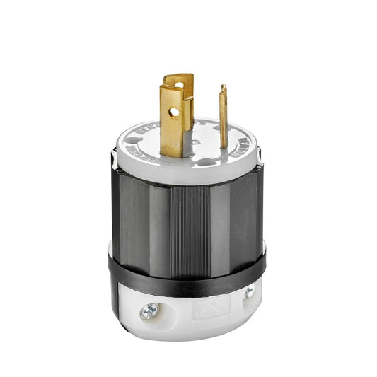 CLAVIJA CON SEGURO, 30 A, 125 V, NEMA L5-30P, 2P, 3W,  CONEXIÓN A TIERRA - NEGRO-BLANCO LEVITON 2611