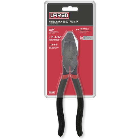 Pinza Para Electricista Con Mango Rubber Urrea 269GI
