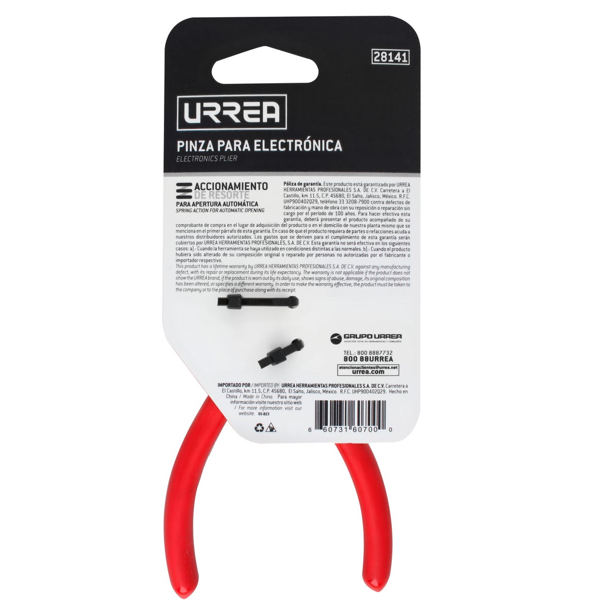 Pinza Para Electricista Con Mango Rubber Urrea 28141