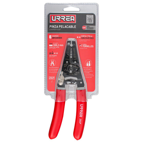 Pinza Pelacable Con Mango Air Cushion 10-18 AWG Ergonómica De 7-1/4, Urrea 291P