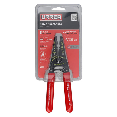 Pinza Pelacable Con Mango Air Cushion 10-20 AWG Alta Palanca De 6-3/4, Urrea 291