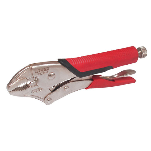 Pinza De Presión Con Mango Bimaterial Quijada Curva De 10, Urrea 292WRG