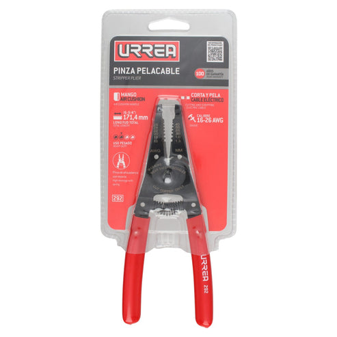 Pinza Pelacable Con Mango Air Cushion 16-26 AWG Alta Palanca De 6-3/4, Urrea 292