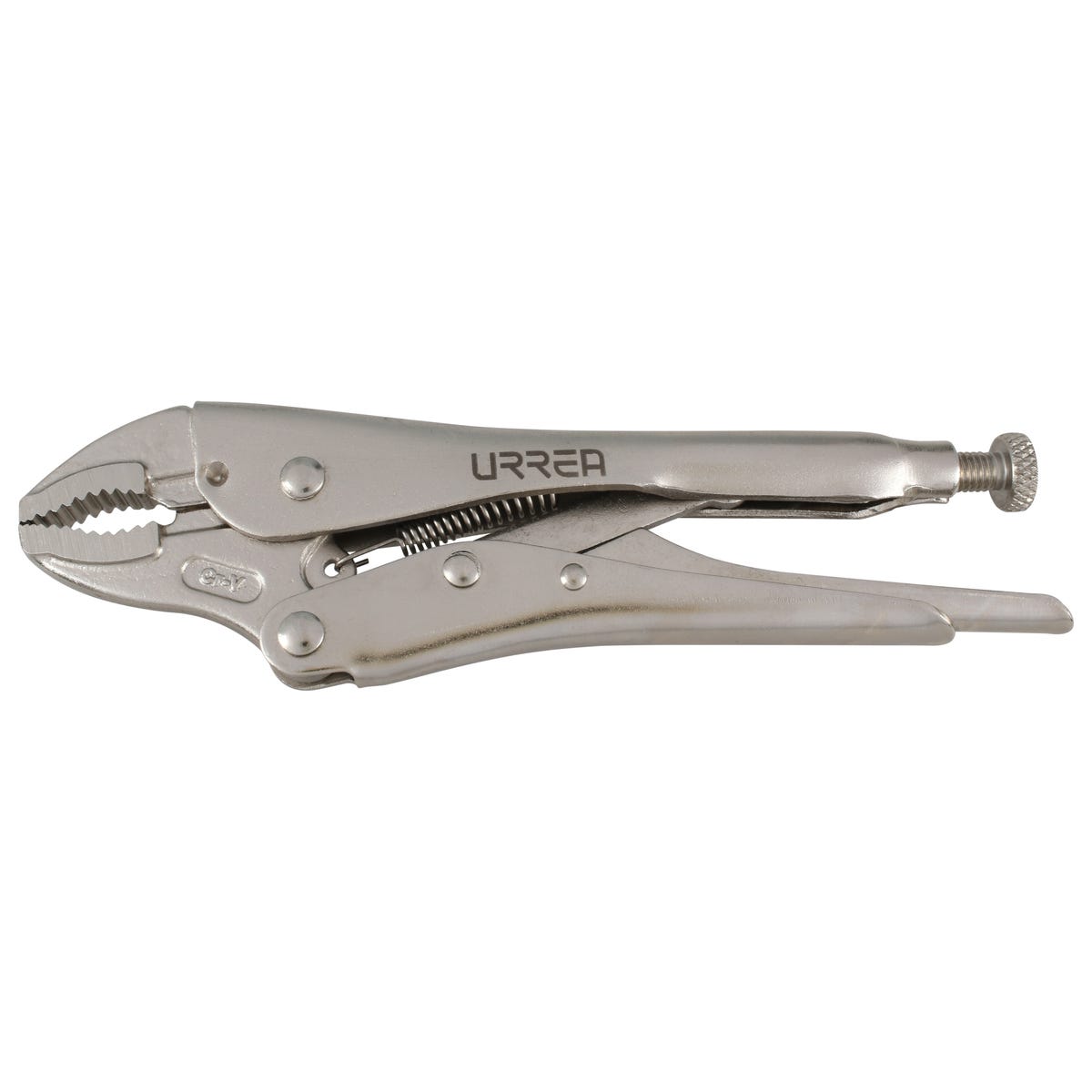 Pinza De Presión Cromada Quijada Curva Con Corta Alambre De 7, Urrea 294WR