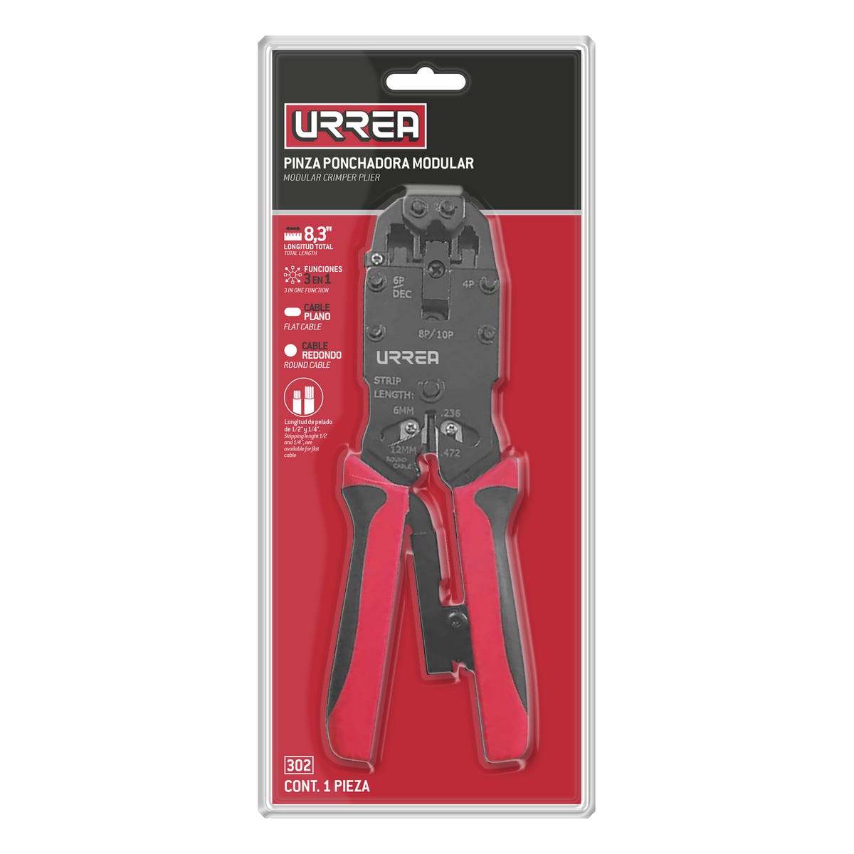 Pinza Ponchadora Modular Para Conectores Urrea 302