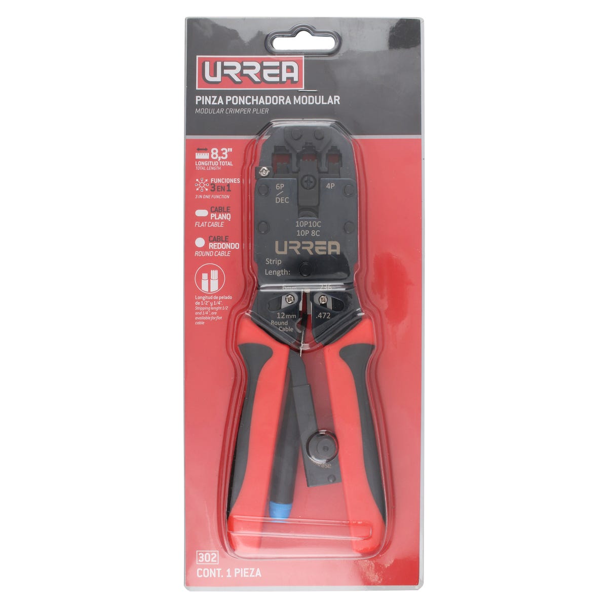 Pinza Ponchadora Modular Para Conectores Urrea 302