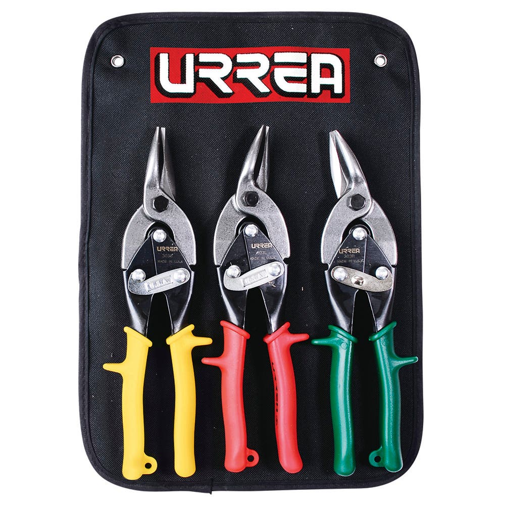 Juego Para Hojalatero De Tijeras Tipo Aviación Con Mango Rubber Grip, 3 Piezas, Urrea 30301