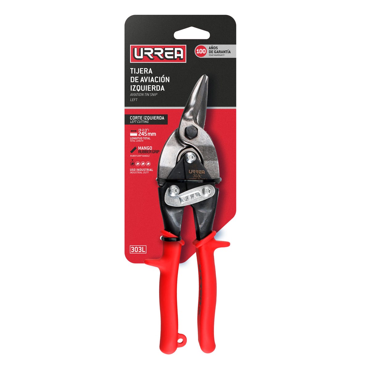 Tijera Con Mango Rubber Grip Para Hojalatero Urrea 303L