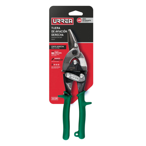 Tijera Con Mango Rubber Grip Para Hojalatero Tipo Aviación Derecha De 10, Urrea 303R