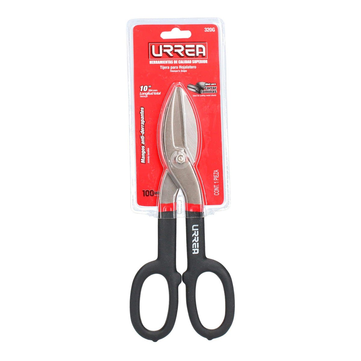 Tijera Para Hojalatero Con Mango Rubber Grip 10, Urrea 320G
