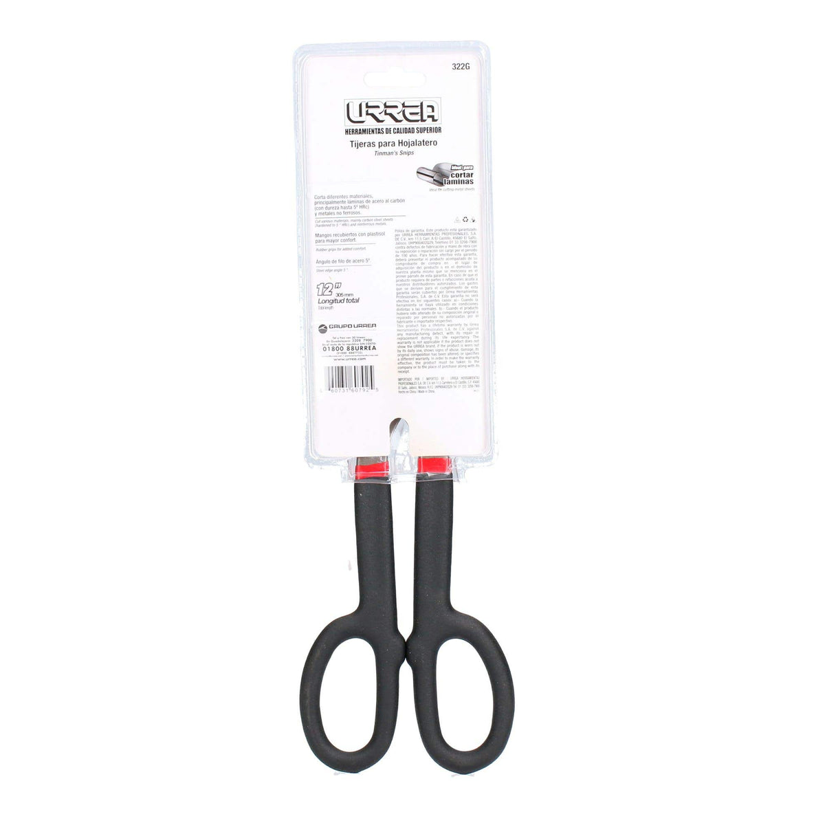 Tijera Para Hojalatero Con Mango Rubber Grip 12, Urrea 322G