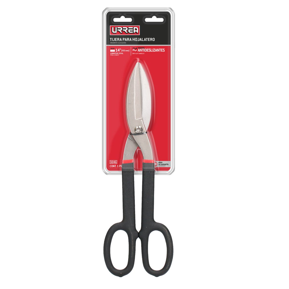 Tijera Para Hojalatero Con Mango Rubber Grip 14, Urrea 324G