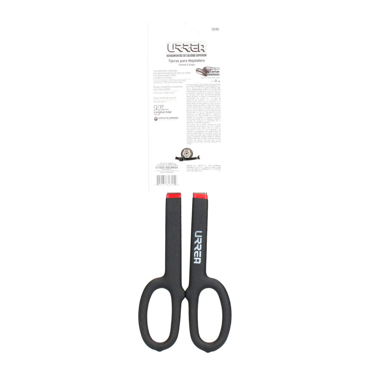 Tijera Para Hojalatero Con Mango Rubber Grip 14, Urrea 324G