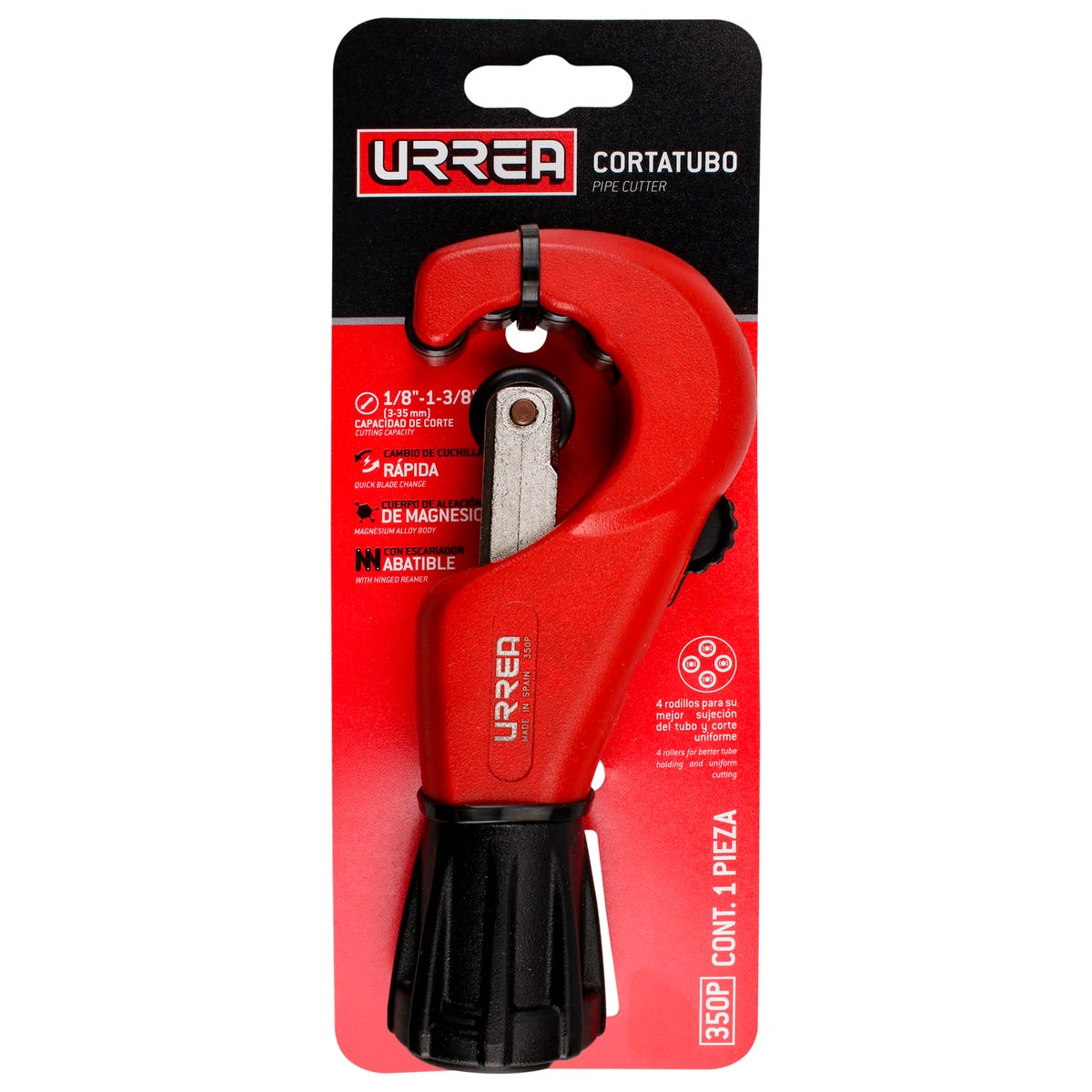 Cortatubos Cambio Rápido De 1/8 A 1-3/8, Urrea 350P