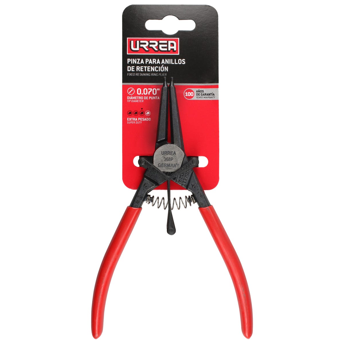 Pinza Para Anillos De Retención Con Mango Rubber Grip Forjadas Tipo Externo Ángulo De 0°, Urrea 368P