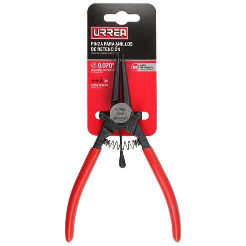 Pinza Para Anillos De Retención Con Mango Rubber Grip Forjadas Tipo Externo Ángulo De 0°, Urrea 368P