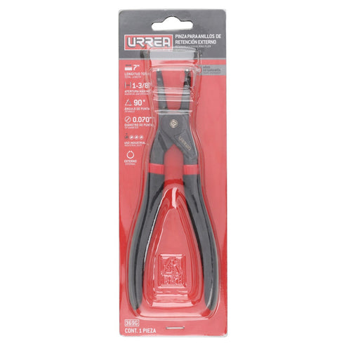 Pinza Para Anillos De Retención Con Mango De Vinil Forjadas Tipo Externo Ángulo De 90°, Urrea 369G