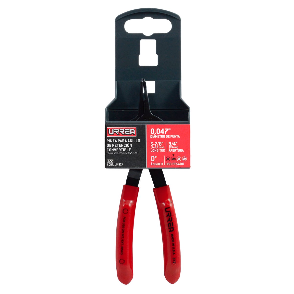 Pinza Para Anillos De Retención Convertibles Con Mariposa .047 Ángulo De 0°, Urrea 372