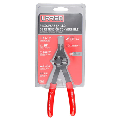 Pinza Para Anillos De Retención Convertibles Con Mariposa .047 Ángulo De 90°, Urrea 374