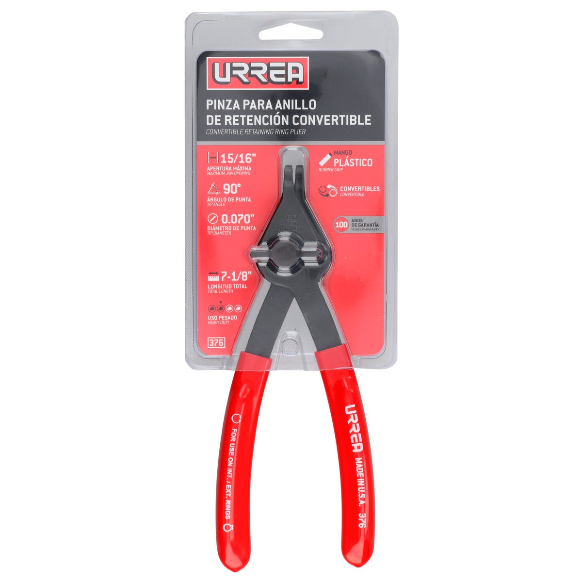 Pinza Para Anillos De Retención Convertibles Con Mariposa .070 Ángulo De 90°, Urrea 376
