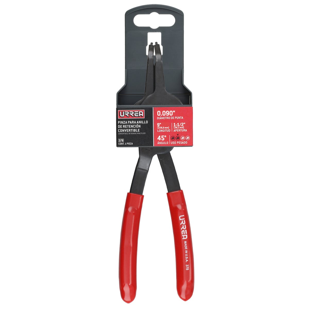 Pinza Para Anillos De Retención Convertibles Con Mariposa .090 Ángulo De 45°, Urrea 378