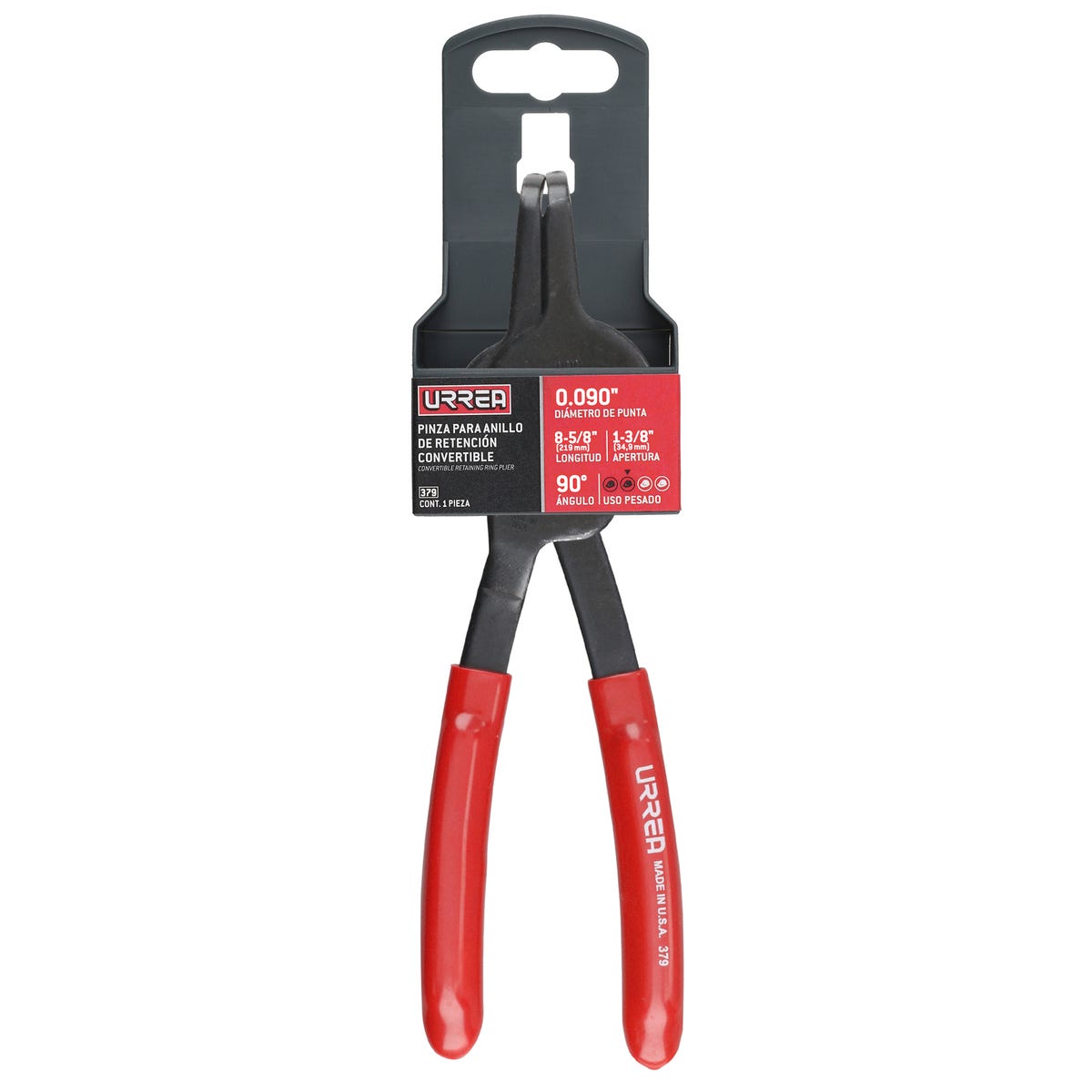 Pinza Para Anillos De Retención Convertibles Con Mariposa .090 Ángulo De 90°, Urrea 379