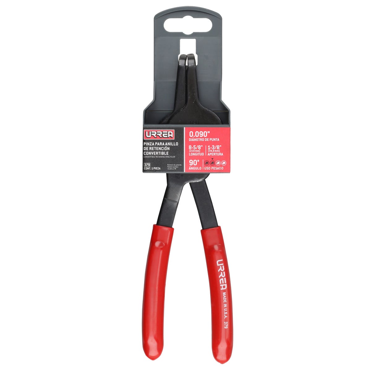 Pinza Para Anillos De Retención Convertibles Con Mariposa .090 Ángulo De 90°, Urrea 379