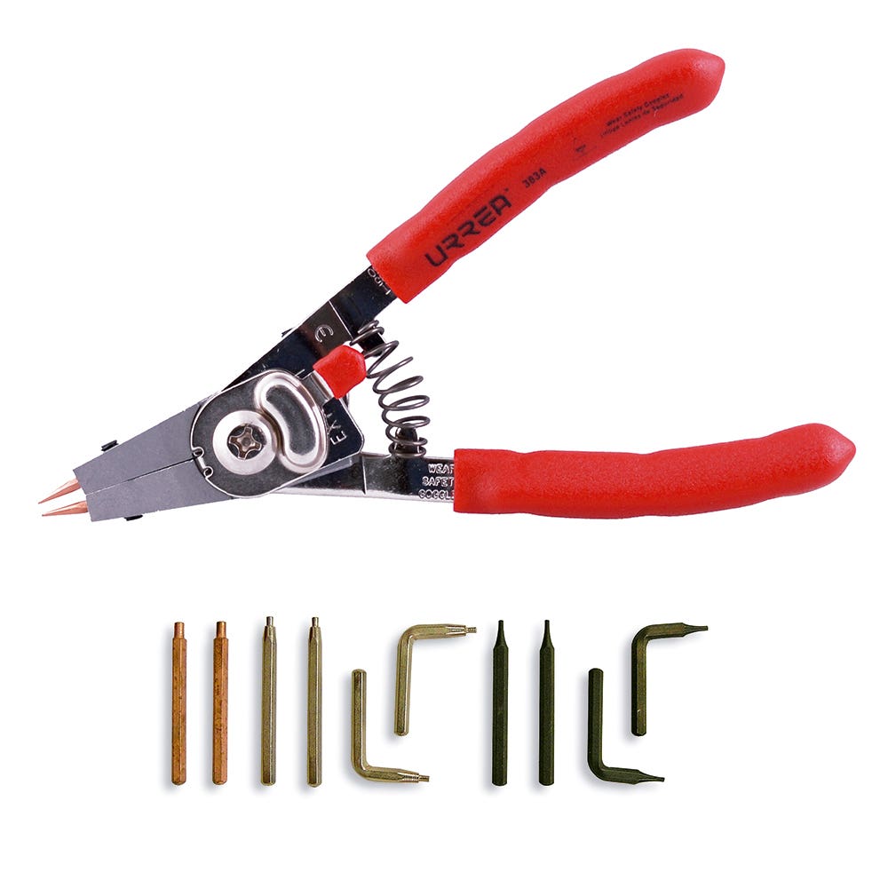 Pinza Para Anillos De Retención Con Puntas Intercambiables, 11 Piezas, Urrea 382