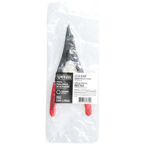 Pinza Para Anillos De Retención Con Mango Rubber Grip Fijas Tipo Externo Ángulo De 0°, Urrea 391
