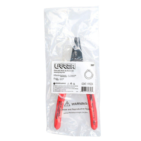 Pinza Para Anillos De Retención Con Mango Rubber Grip Fijas Tipo Externo Ángulo De 90°, Urrea 397