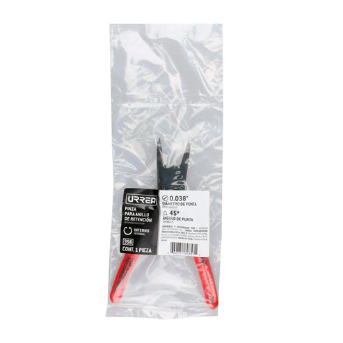 Pinza Para Anillos De Retención Con Mango Rubber Grip Fijas Tipo Interno Ángulo De 45°, Urrea 398