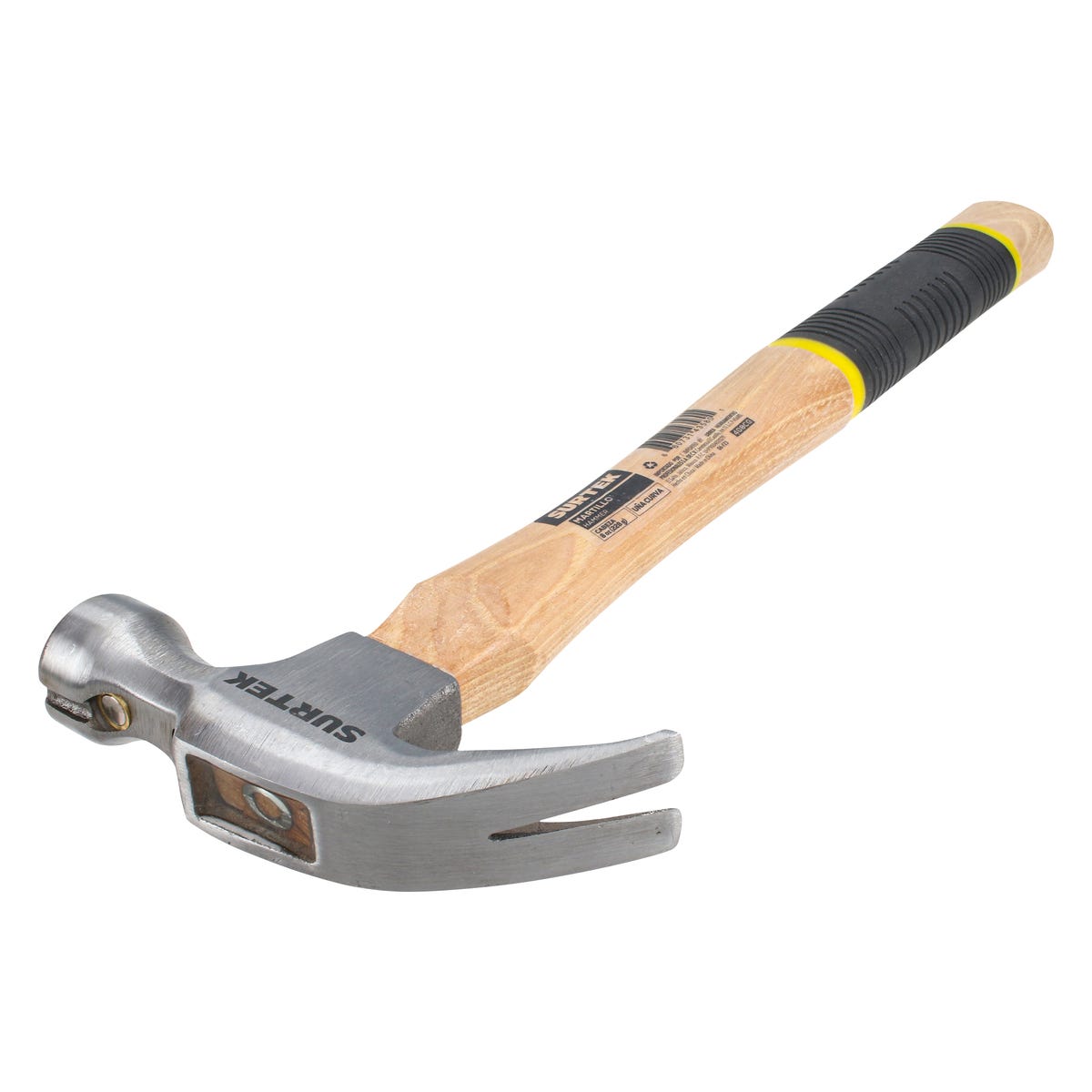 Martillo De Uña Curva Pulido Con Mango De Madera 10-15/64, 8 Oz, Surtek 408CG