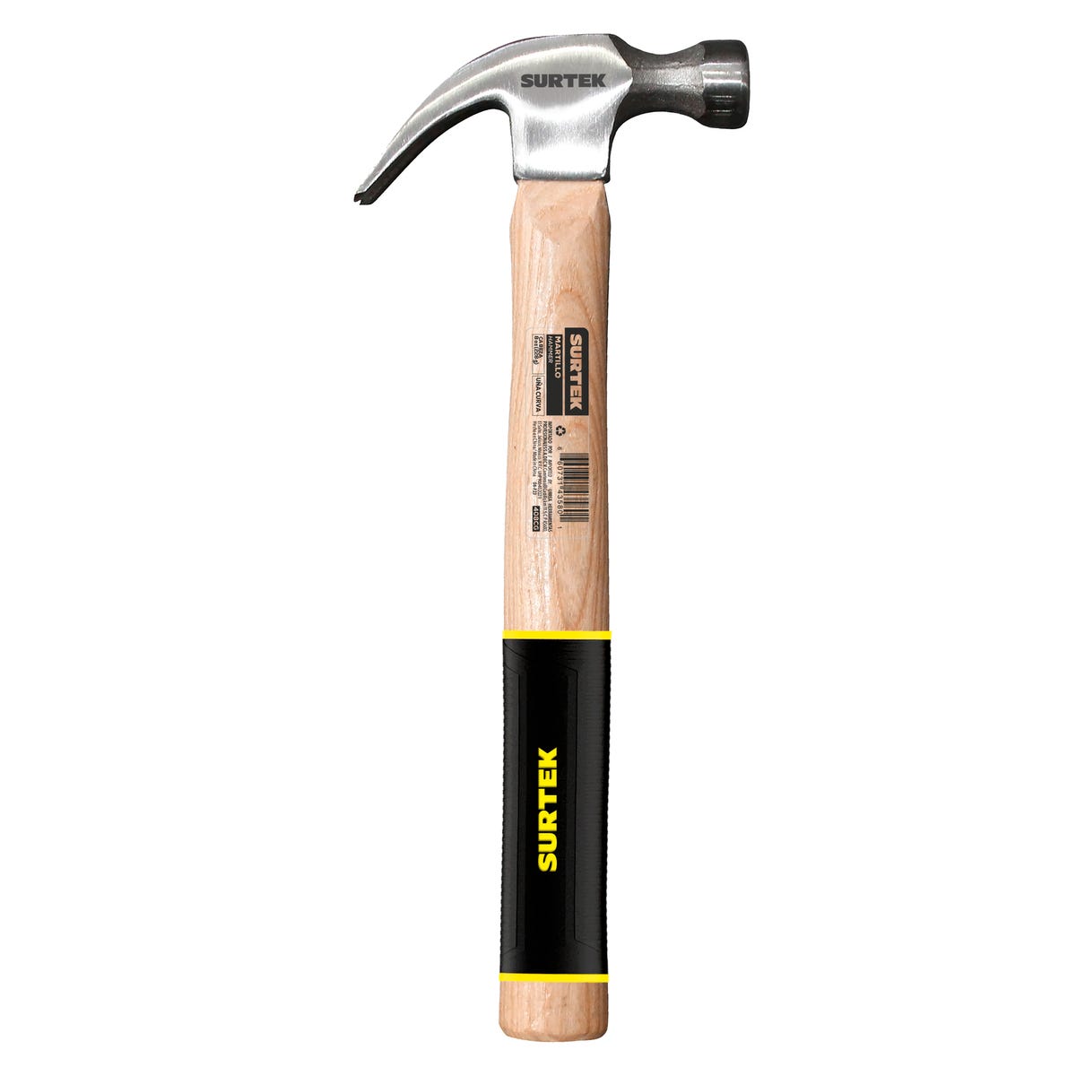 Martillo De Uña Curva Pulido Con Mango De Madera 10-15/64, 8 Oz, Surtek 408RG